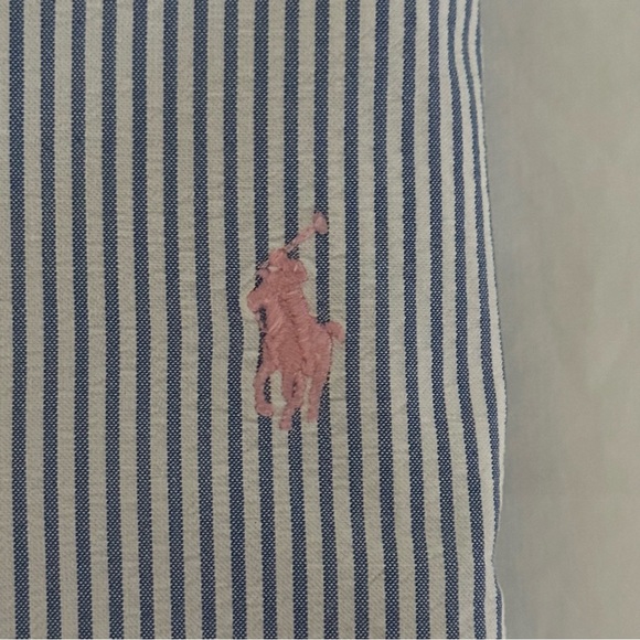 Men’s Ralph Lauren Blue and White Stripe Short Sleeve Shirt Medium - Picture 2 of 3